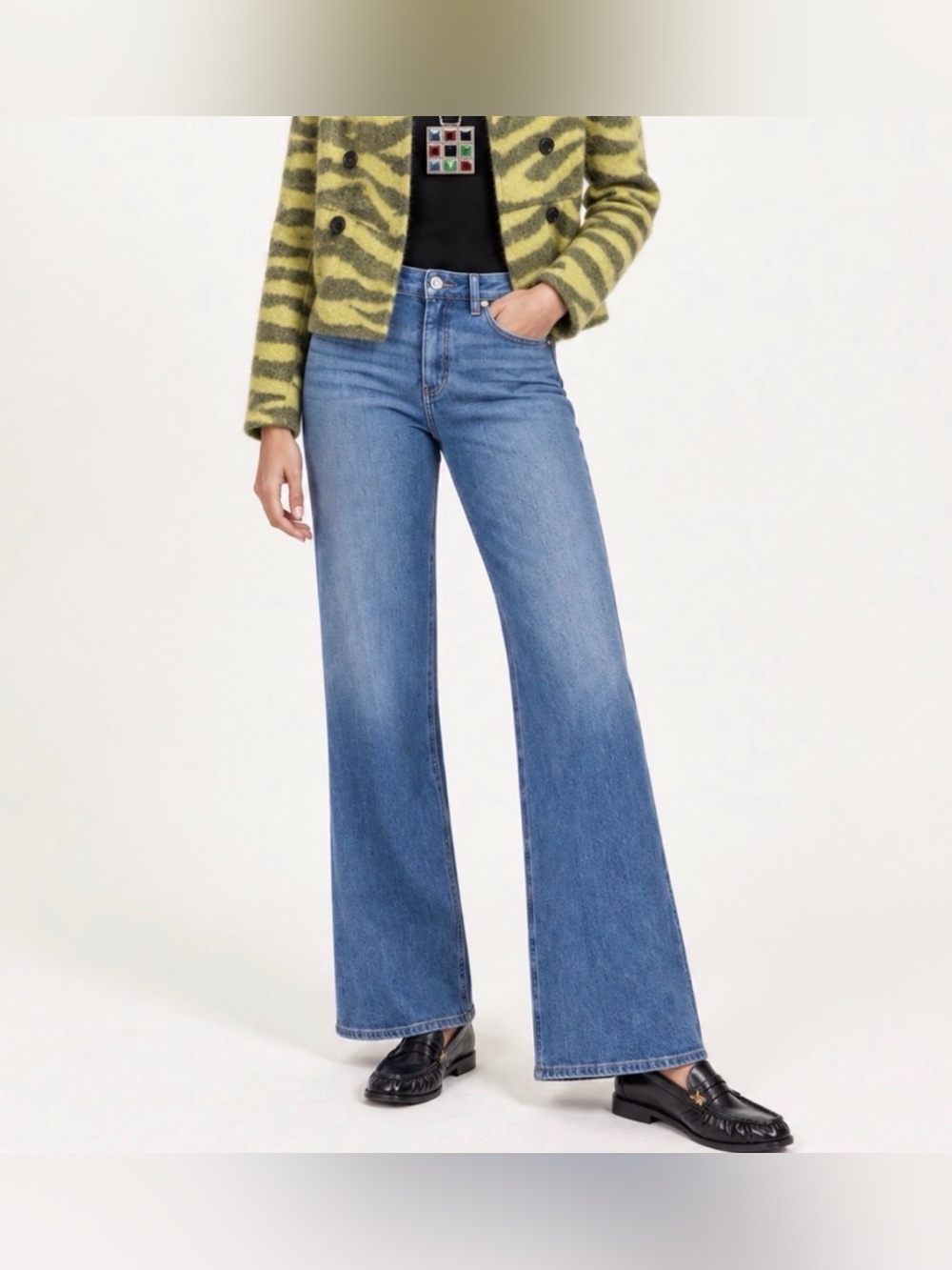 Quince - Bella Stretch, High Rise, Wide Leg Jeans - Seaside Blue, 29R